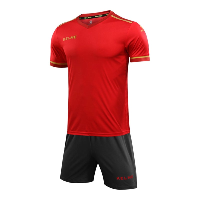 KELME Men Quick Dry Soccer Jersey and Shorts, Youth Work Out Shirt, Adult Lightweight Training Uniform(Red,US 14)